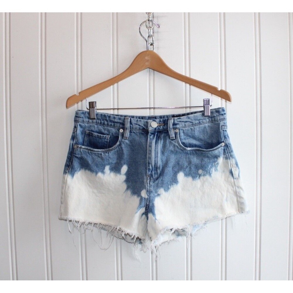 BLANKNYC Barrow High Rise Tie Dye Denim Shorts‎ 90s Baby Raw Hem Cutoff Size 30